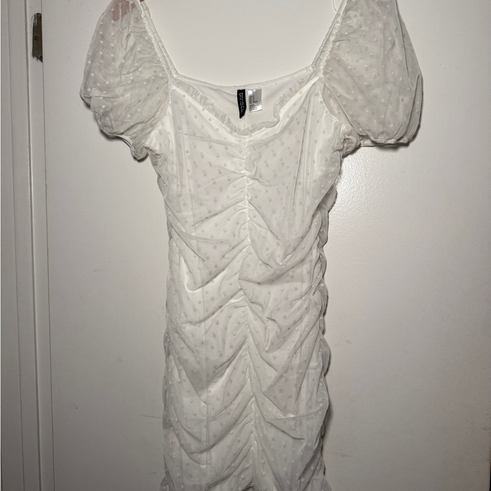 Divided H&M White Textured Mini Dress